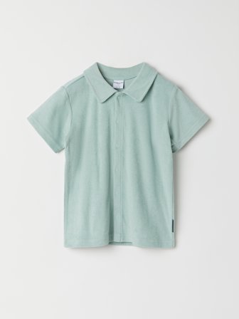 Polarn O. Pyret - Short-sleeved, solid color terry shirt - 110 - Childrenswear - turquoise