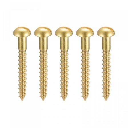 Treskruer M2.5 x 20mm Sporskrue Rundt Hode Messing Selvskruende Skruer 100 stk