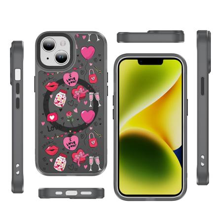 Creative Painted Pattern Matt Magsafe Magnetic Phone Case Lämplig för Iphone 15 Case och andra modeller Style H Transparent Black Ypcx0265