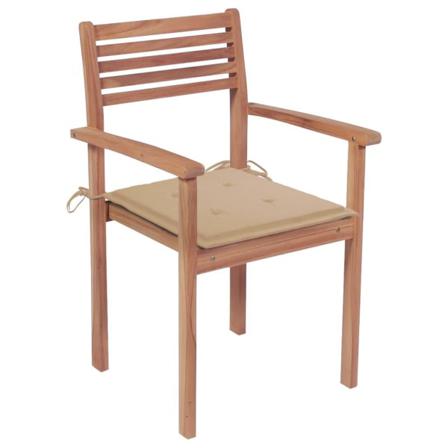 Vidaxl Trädgårdsstolar Med Beige Dynor 4 St Massiv Teak Beige