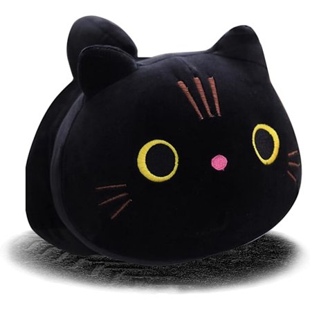 9,8" Kat Plys Kawaii Kat Pude Sort Kat Plysdyr Plysdyr Søde Runde Øjne Killing Plys Dukke( Sort)