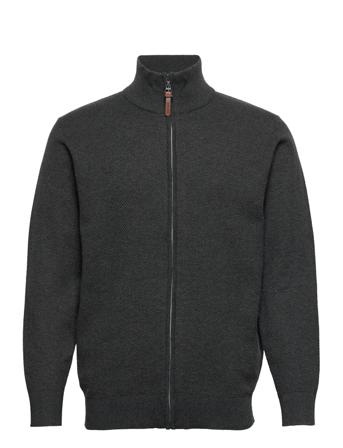 Structure Zip Cardigan Knit Black Shine Original