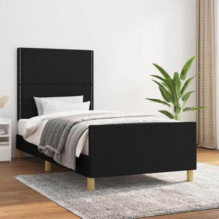 Vidaxl Sängram Med Huvudgavel Svart 90x200 Cm Tyg Svart