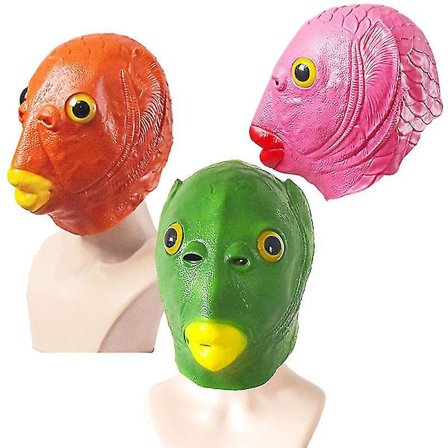 Latex Head Cover Grön fisk Fisk Halloween Dress Up Mask