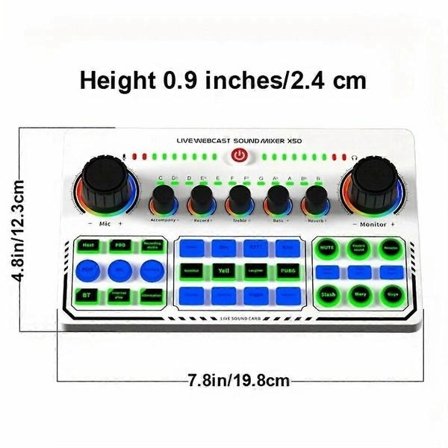 X50 Live Ljudkort Audio Mixer Inspelningsbord Sång BT OTG Digital Förlustfri Överföring för Poddsändning Gaming A