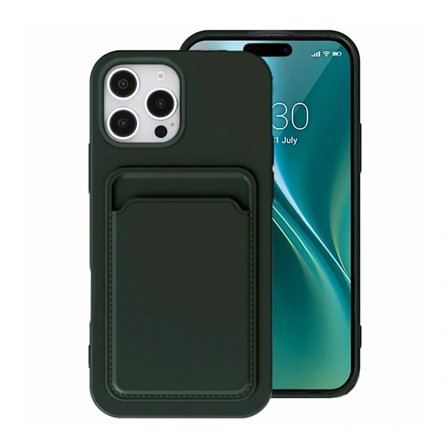 iPhone 16 Pro silikoninen puhelinkotelo korttipidikkeellä - Military Green Vihreä
