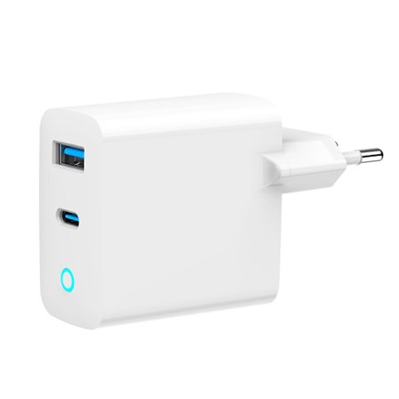 GaN USB-Laddare 65W med 1xUSB-C PD och 1xUSB QC3.0 - Vit
