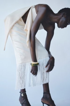 Soft Goat - Fringe skirt - Cashmere skirt - XL - Feather White