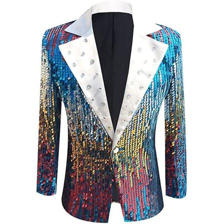 Herr Sequin Kostymer Smoking Kavaj, Fest Show Punk Bal Scen Blazer