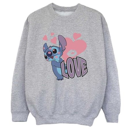 Lilo & Stitch Pojkar Love Hearts Sweatshirt 3-4 År Sportgrå