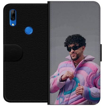 Kompatibel Tegnebogsetui til Huawei P Smart Z Farverig illustration af et trist hjerte på stranden med palmer, delfiner og solnedgang i retrosk kunsts