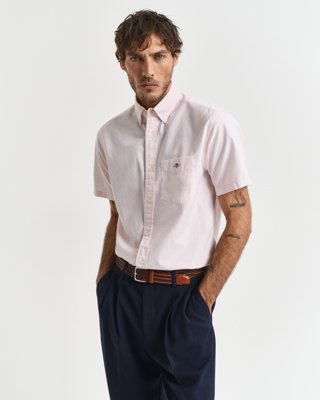 GANT - Regular fit kortermet oxfordskjorte til herre light pink