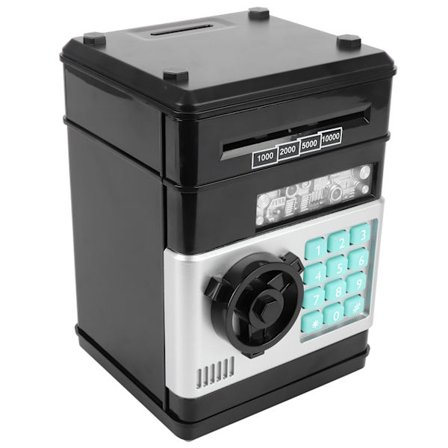 Elektronisk sparebøsse ATM Passord Pengboks Kontantmynt Spareboks Gave til BarnSvart