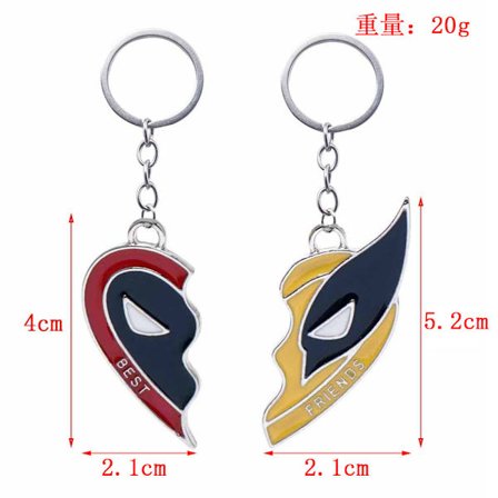 Jud- Movie Deadpool & Wolverine Deadpool 3 Creative Personality Red and Yellow Spliced Keychain