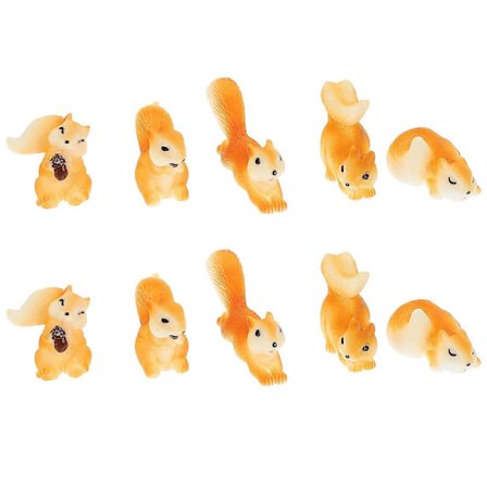 10 stk. Miniatyr Ekorn Ornamenter Resin Ekorn Figurer Pynt Blandet Stil