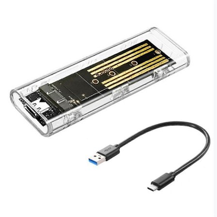 M2 SSD Kabinett M.2 NVME SSD Kabinett Bærbar USB3.1 Type-C SSD Gjennomsiktig Harddisk Kabinett 5Gbps for PC