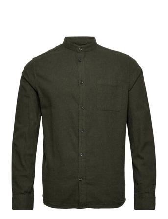 Melangé Flannel Stand Collar Custom Green Knowledge Cotton Apparel