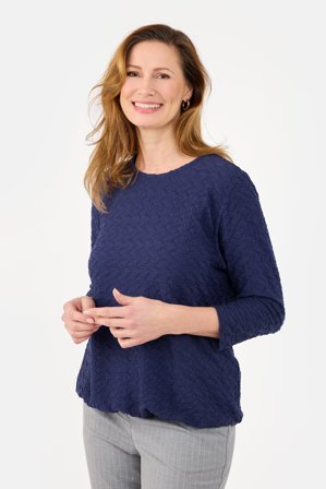BRANDTEX - 3/4 Ærmet T-shirt - Navy - Med Struktur