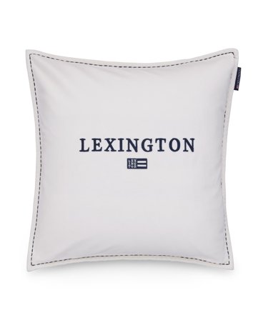 Lexington ICONS Lexington-fløjlspudebetræk med logo i økologisk bomuld, hvid