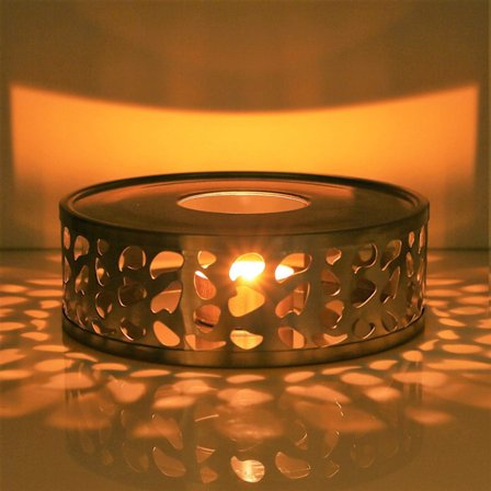 Tekannevarmer, tevarmer i børstet rustfritt stål med telys