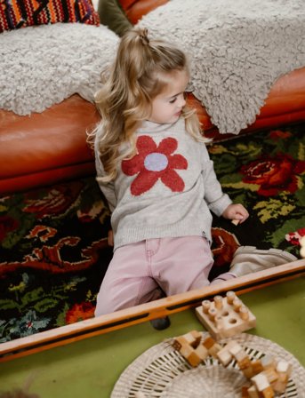 Daily 7 Knitted Sweater Flower - Beige - 128