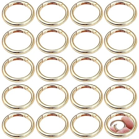 30 stk. runde karabinkroker 33 mm runde gullklips med fjærringspenne, sinklegering, nøkkelringkroker for håndverk og vesketilbehør