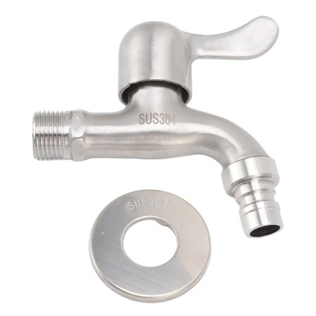 G1/2 Tvättmaskin Kran Läckagesäker kallvatten Väggmonterad kran i rostfritt stål för trädgårdskök