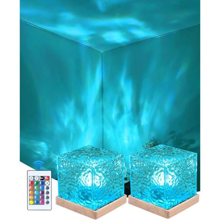 Uusin malli 2025, 2 kpl johdottomia laavalamppuja, ladattava revontulikuutio, meriaaltoprojektorivalo, Aurora-hehkulamppu, 16 väriä Gradua