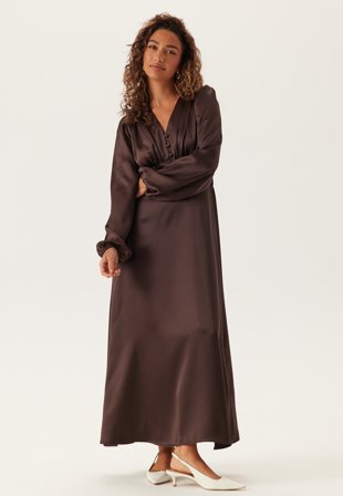 BUBBLEROOM Satin V-neck Maxi Dress Klær