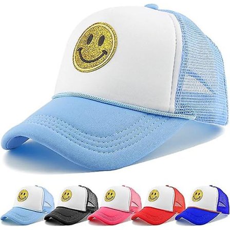 Unisex baseballkasket Smiley, gul Glitter Smiley Face Printing Broderet Truck Hat