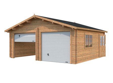 Palmako Roger Garage 29,3 m²/inv. 28,4 m², med port, brun, impr., Stugor & förråd