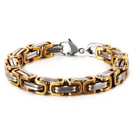 Kejsarlänk Armband Viking Stål | Valbar Storlek | Tvåfärgad Guld Silver