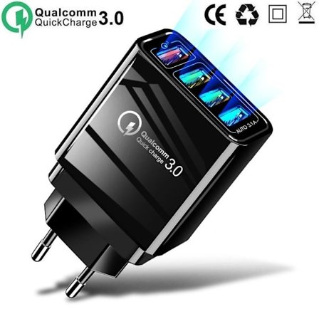 4 Port Snabbladdning 4,8A väggladdare QC3.0