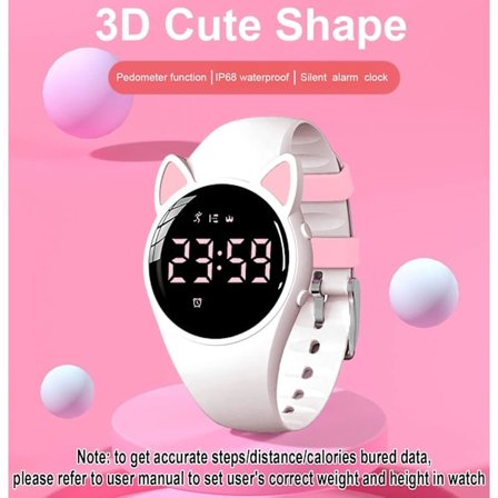 Barn Fitness Tracker Stegräknare Klocka, Vattentät Digital Klocka med Stegräknare, Distansräknare, Kaloriräknare, Stoppur, Väckarklocka