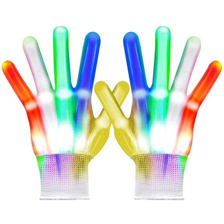 LED-handskar för Halloween med 12 färger Varierande ljus LED-handskar Vuxen