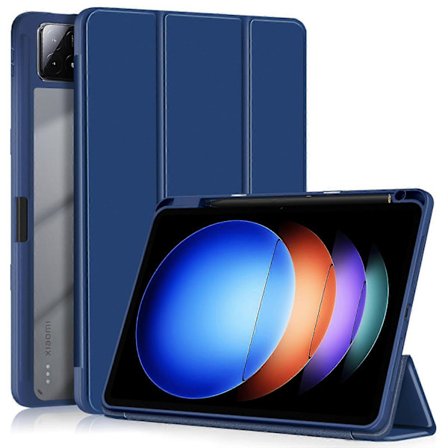 Fodral för Xiaomi Pad 6S Pro 12.4 Tri-fold Ställ PU Läder Tablet Skydd med Pennhållare