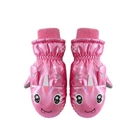 Varme og hyggelige fleeceforede ski handsker til børn, tegneseriehandsker, farverige og vandtætte til vintersport og udendørsaktiviteter, tarolilla