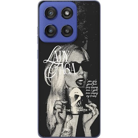 Kompatibel Mobilcover til Motorola Edge 60 Stylus Lady Gaga sort-hvid retroplakat med solbriller og popkunst-æstetik