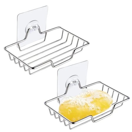 2-pak sæbeskål, sæbeskålholder i rustfrit stål, sæbeskål med sugekop til brusebad og badeværelse