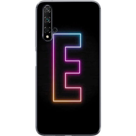 Kompatibel Mobilcover til Huawei Huawei nova 5T Minimalistisk neonbogstav E i lyse farver mod mørk baggrund i moderne og stilren design
