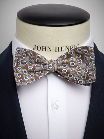 John Henric Men's Braune Geblümte Leinenfliege Size Self-tied