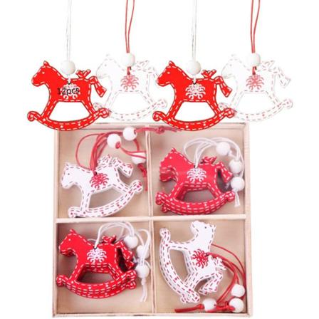 12pcs Ornements d'arbre de Noël en Bois,Arbre de Noël en Bois