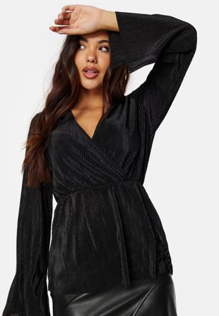 Happy Holly Iza plissé top Black Klær