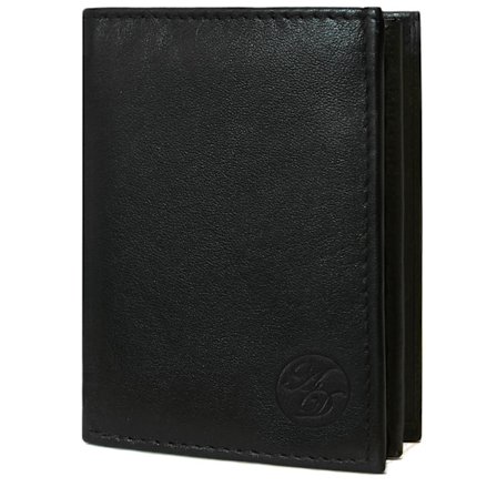 Svart herreplånbok i kalvskinn med RFID-beskyttelse