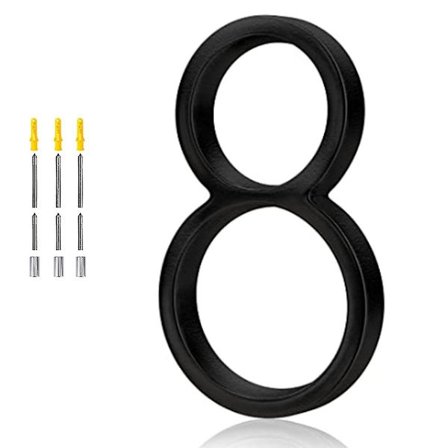 5,6 tommers flytende husnummer, DIY-tall, hagenummer for postkasse med , belagt svart 8