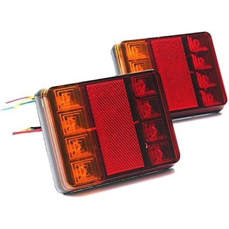 2 st vattentäta 8 LED bakljus röda gula bakljus DC 12