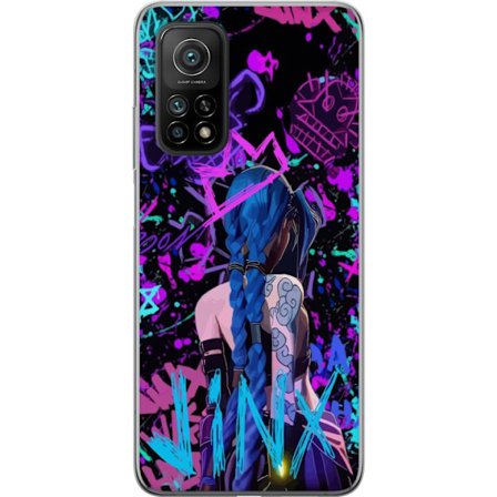 Yhteensopiva Puhelinkuori Xiaomi Xiaomi Mi 10T Pro 5G Värikäs graffitipiirustus, jossa on sinipäinen hahmo urbaanissa katutaidetyylissä