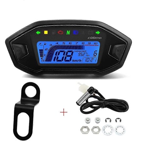 Uusi 7 värin digitaalinen nopeusmittari moottoripyörän kojelauta 10000RPM moottoripyörän LCD-näyttö matkamittari kierroslukumittari 1, 2 ja 4 