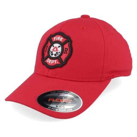 Kiddo Cap - Röd flexfit Keps - Kids Fire Fighter Junior 3d Patch Red Flexfit @ Hatstore