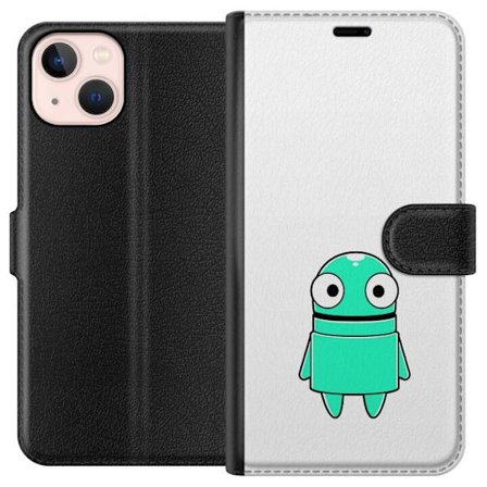Kompatibelt Lommeboketui til Apple Apple iPhone 13 Turkise tegneseriefigur med store øyne og en lykkelig personlighet i enkel illustrasjon